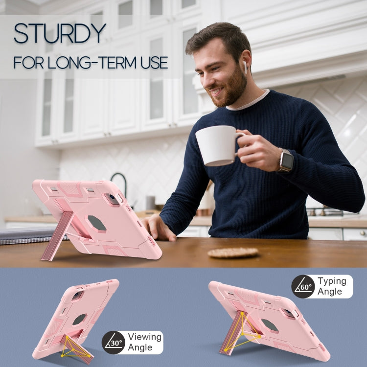 For iPad Air 11 2026 / 2025 / 2024 Contrast Color Silicone Acrylic PC Tablet Case with Holder