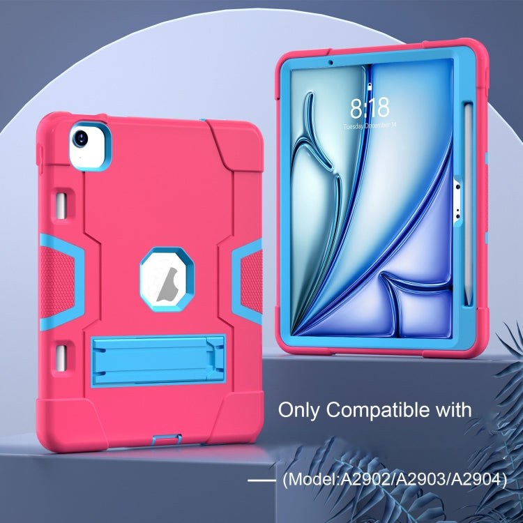 For iPad Air 11 2026 / 2025 / 2024 Contrast Color Silicone Acrylic PC Tablet Case with Holder