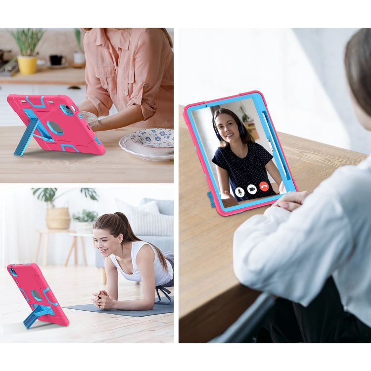 For iPad Air 11 2026 / 2025 / 2024 Contrast Color Silicone Acrylic PC Tablet Case with Holder