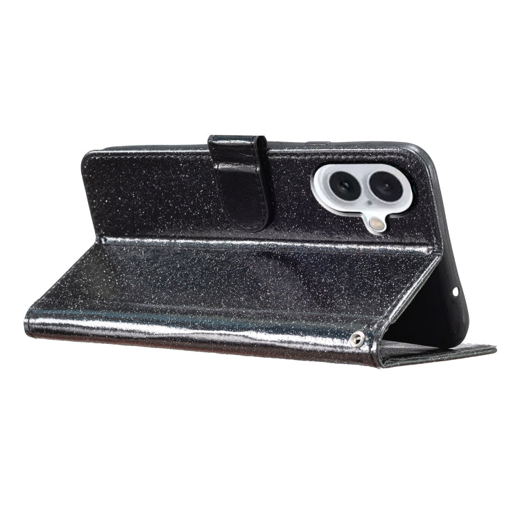 For iPhone 16 Glitter Powder Flip Leather Phone Case
