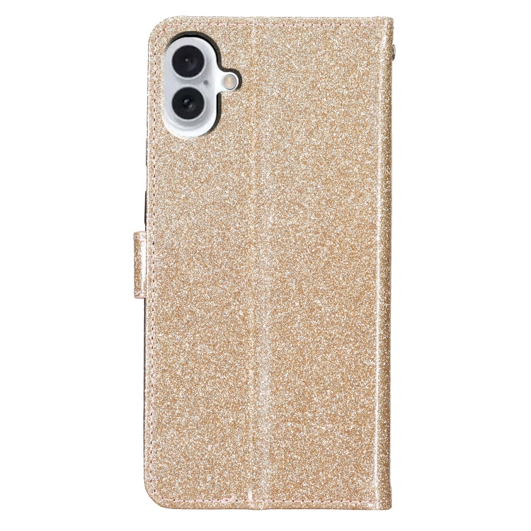 For iPhone 16 Glitter Powder Flip Leather Phone Case