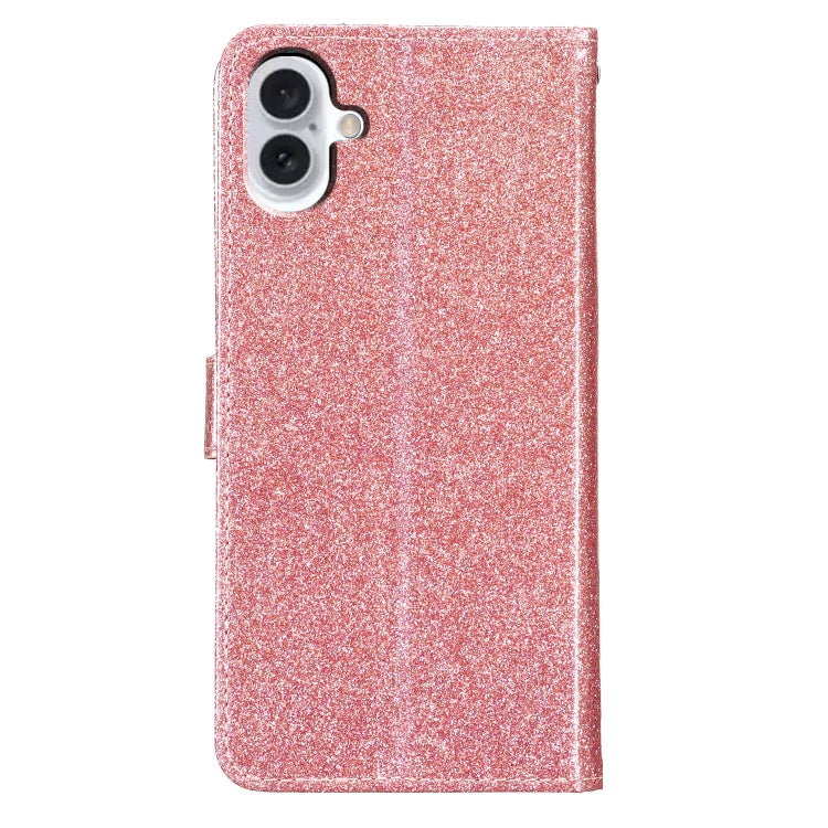For iPhone 16 Glitter Powder Flip Leather Phone Case