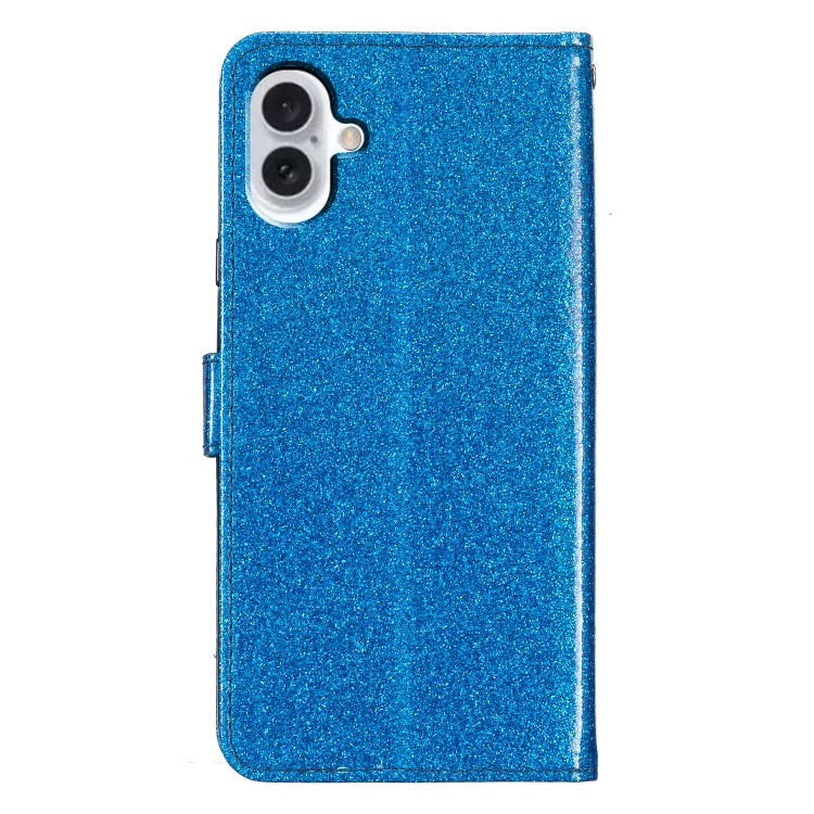 For iPhone 16 Glitter Powder Flip Leather Phone Case