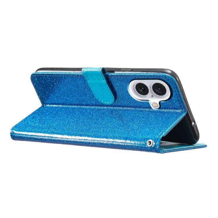 For iPhone 16 Glitter Powder Flip Leather Phone Case