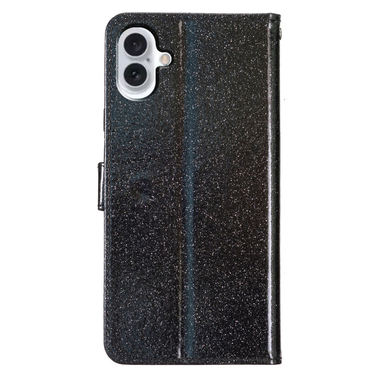 For iPhone 16 Plus Glitter Powder Flip Leather Phone Case