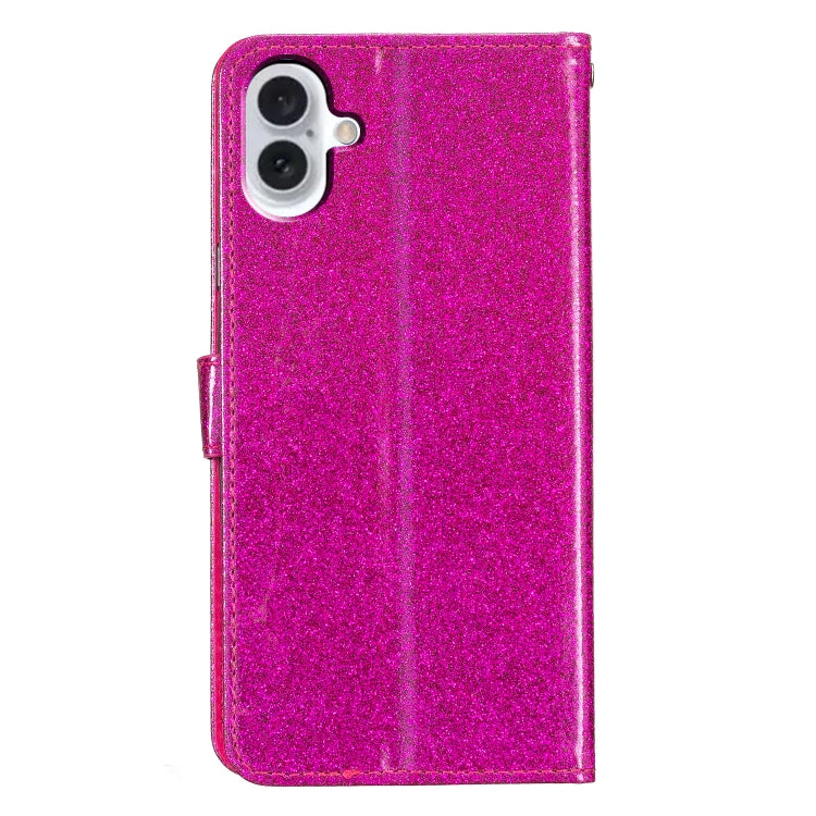 For iPhone 16 Plus Glitter Powder Flip Leather Phone Case