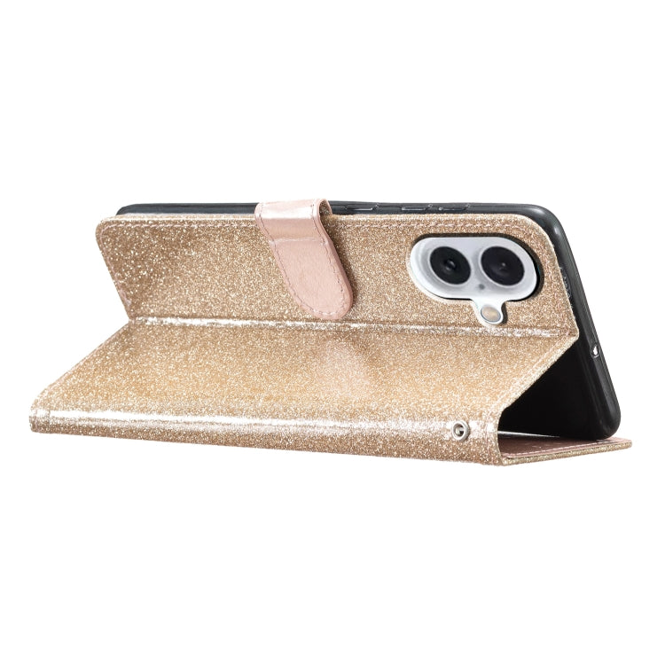 For iPhone 16 Plus Glitter Powder Flip Leather Phone Case
