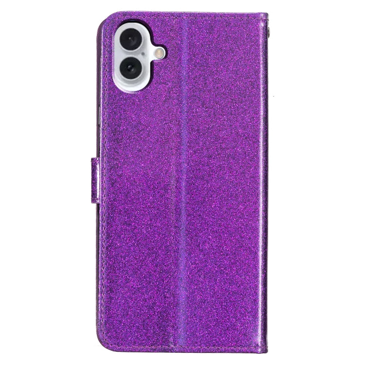 For iPhone 16 Plus Glitter Powder Flip Leather Phone Case
