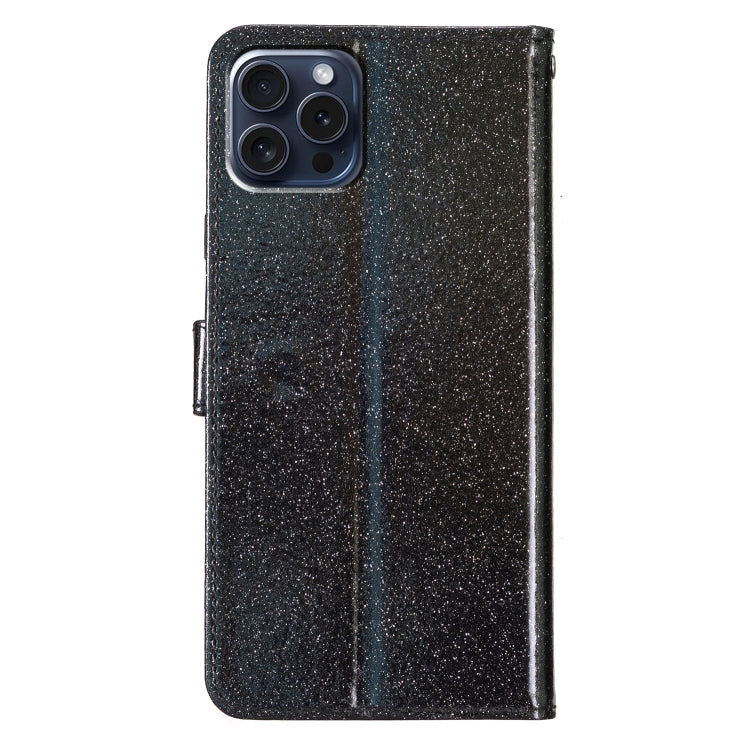 For iPhone 16 Pro Glitter Powder Flip Leather Phone Case