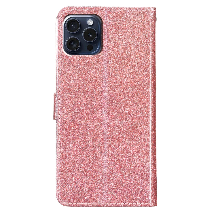 For iPhone 16 Pro Glitter Powder Flip Leather Phone Case
