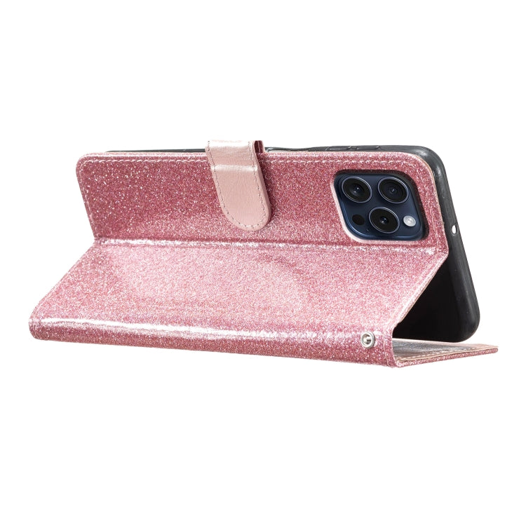 For iPhone 16 Pro Glitter Powder Flip Leather Phone Case