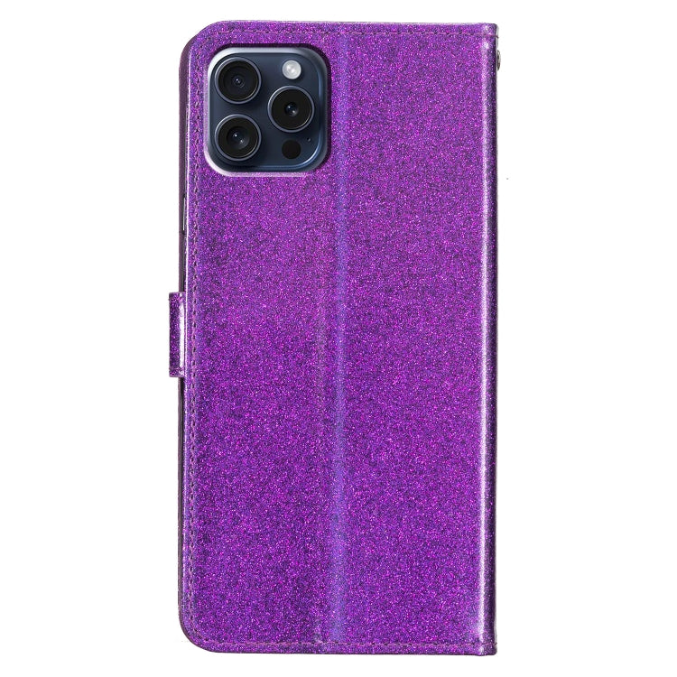For iPhone 16 Pro Glitter Powder Flip Leather Phone Case