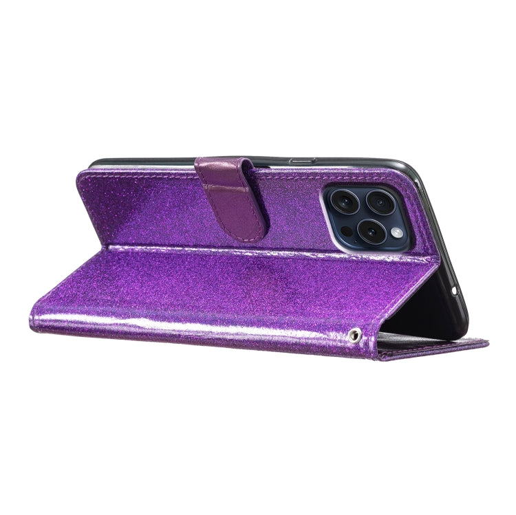 For iPhone 16 Pro Glitter Powder Flip Leather Phone Case