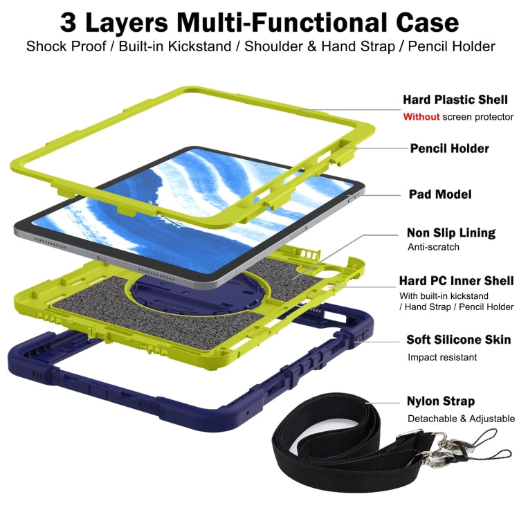 For iPad Air 11 2026 / 2025 / 2024 360 Degree Rotation PC Contrast Silicone Tablet Case