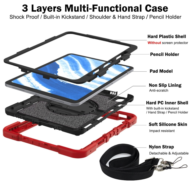 For iPad Air 11 2026 / 2025 / 2024 360 Degree Rotation PC Contrast Silicone Tablet Case