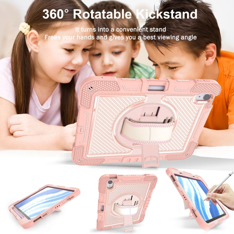 For iPad Air 11 2026 / 2025 / 2024 360 Degree Rotation PC Contrast Silicone Tablet Case