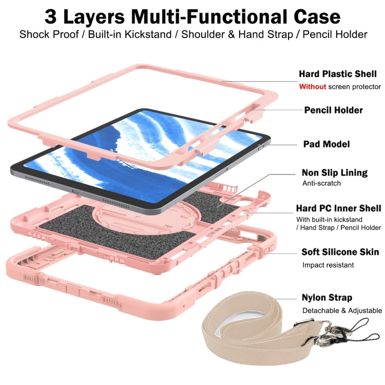 For iPad Air 11 2026 / 2025 / 2024 360 Degree Rotation PC Contrast Silicone Tablet Case