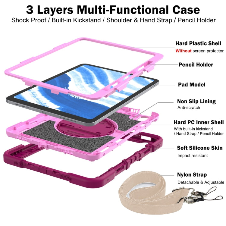 For iPad Air 11 2026 / 2025 / 2024 360 Degree Rotation PC Contrast Silicone Tablet Case