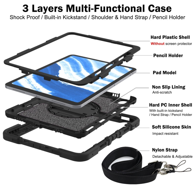 For iPad Air 11 2026 / 2025 / 2024 360 Degree Rotation PC Contrast Silicone Tablet Case
