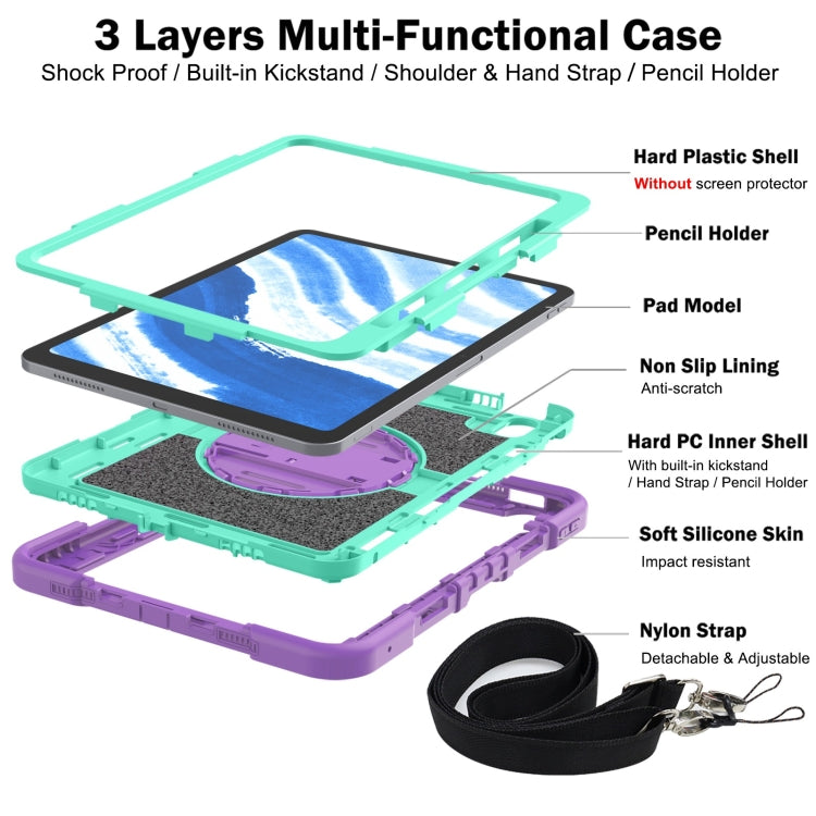 For iPad Air 11 2026 / 2025 / 2024 360 Degree Rotation PC Contrast Silicone Tablet Case