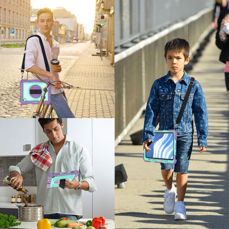 For iPad Air 11 2026 / 2025 / 2024 360 Degree Rotation PC Contrast Silicone Tablet Case