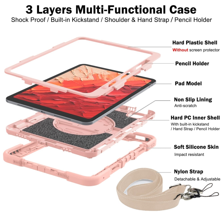 For iPad Pro 11 2025 / 2024 360 Degree Rotation PC Contrast Silicone Tablet Case