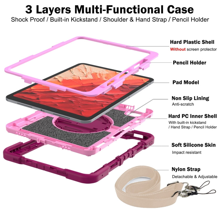 For iPad Pro 11 2025 / 2024 360 Degree Rotation PC Contrast Silicone Tablet Case