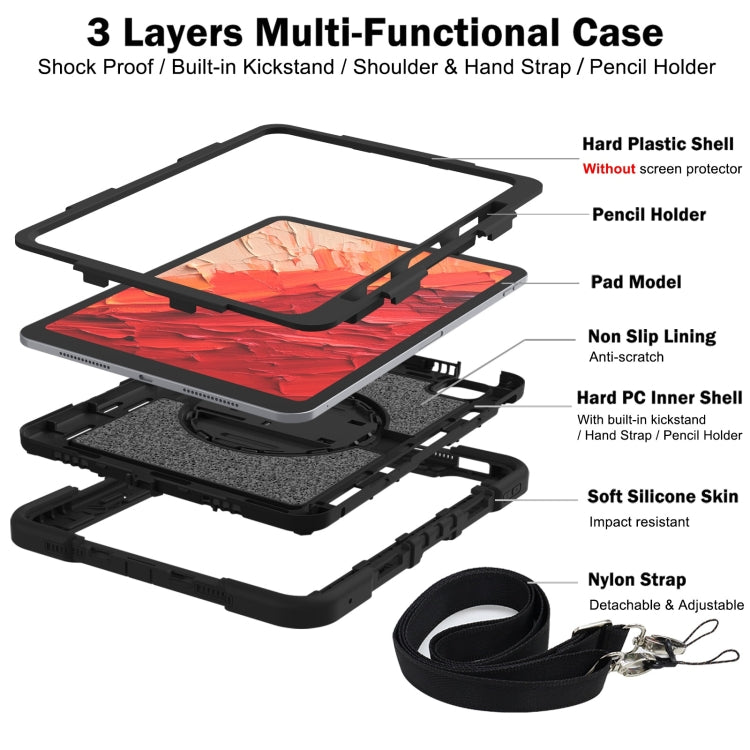 For iPad Pro 11 2025 / 2024 360 Degree Rotation PC Contrast Silicone Tablet Case