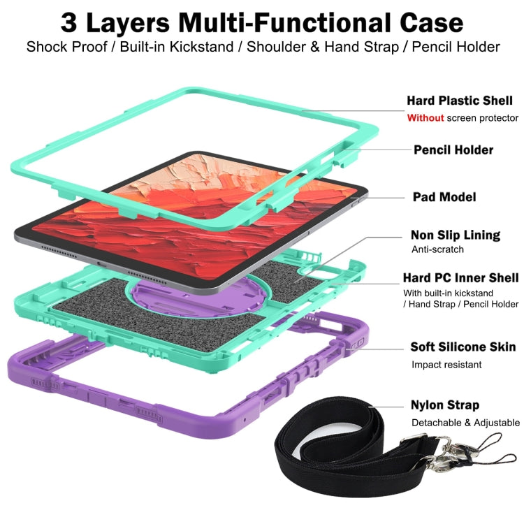 For iPad Pro 11 2025 / 2024 360 Degree Rotation PC Contrast Silicone Tablet Case