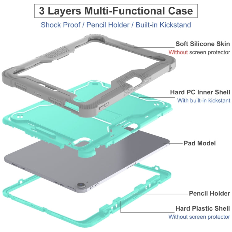 For iPad Air 11 2026 / 2025 / 2024 Shockproof Silicone Hybrid PC Tablet Case with Holder