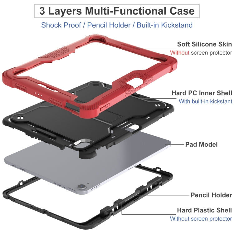For iPad Air 11 2026 / 2025 / 2024 Shockproof Silicone Hybrid PC Tablet Case with Holder