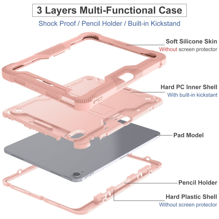 For iPad Air 11 2026 / 2025 / 2024 Shockproof Silicone Hybrid PC Tablet Case with Holder