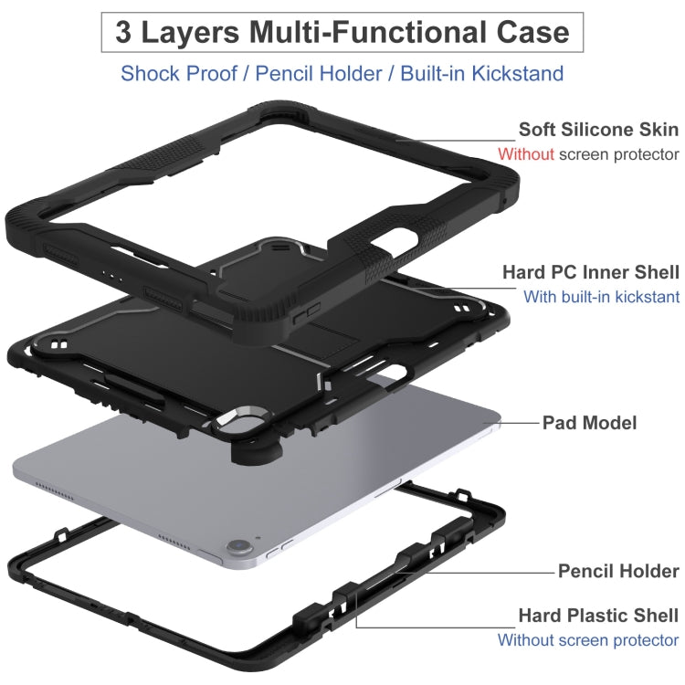 For iPad Air 11 2026 / 2025 / 2024 Shockproof Silicone Hybrid PC Tablet Case with Holder