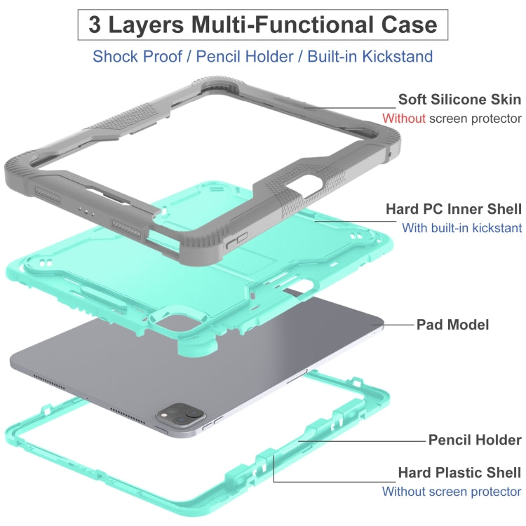 For iPad Pro 11 2025 / 2024 Shockproof Silicone Hybrid PC Tablet Case with Holder