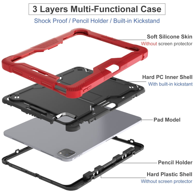 For iPad Pro 11 2025 / 2024 Shockproof Silicone Hybrid PC Tablet Case with Holder