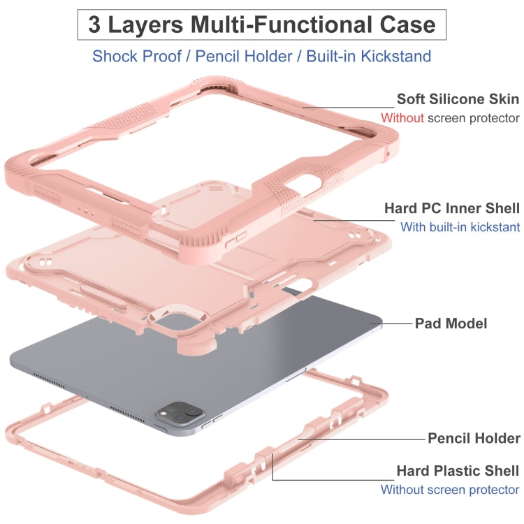 For iPad Pro 11 2025 / 2024 Shockproof Silicone Hybrid PC Tablet Case with Holder