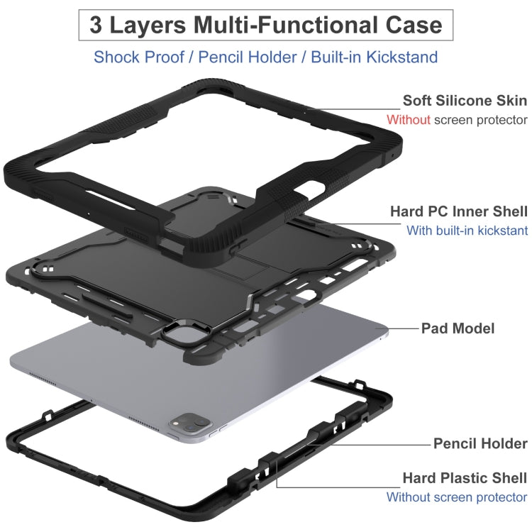 For iPad Pro 13 2025 / 2024 Shockproof Silicone Hybrid PC Tablet Case with Holder
