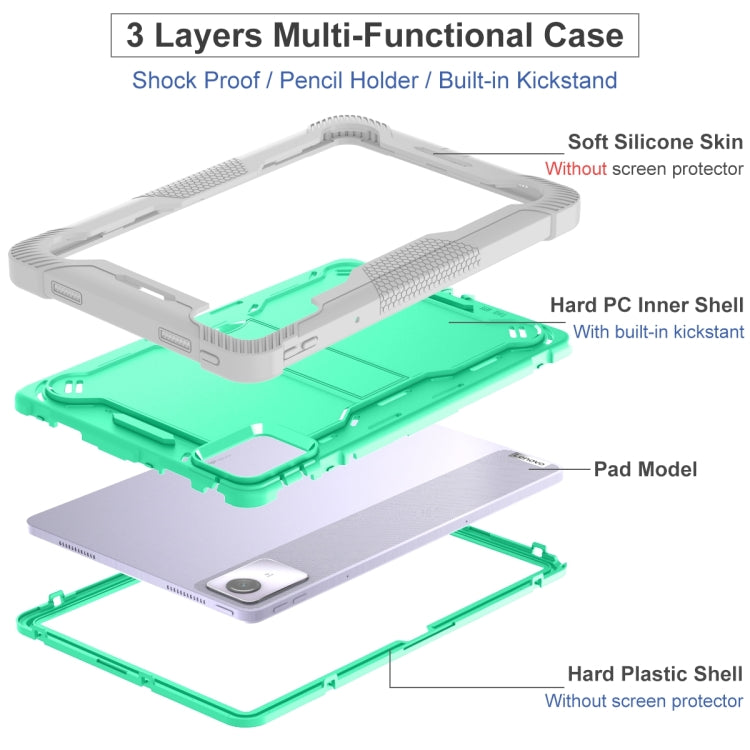 For Lenovo Tab M11 / Xiaoxin Pad 11 2024 Shockproof Silicone Hybrid PC Tablet Case with Holder