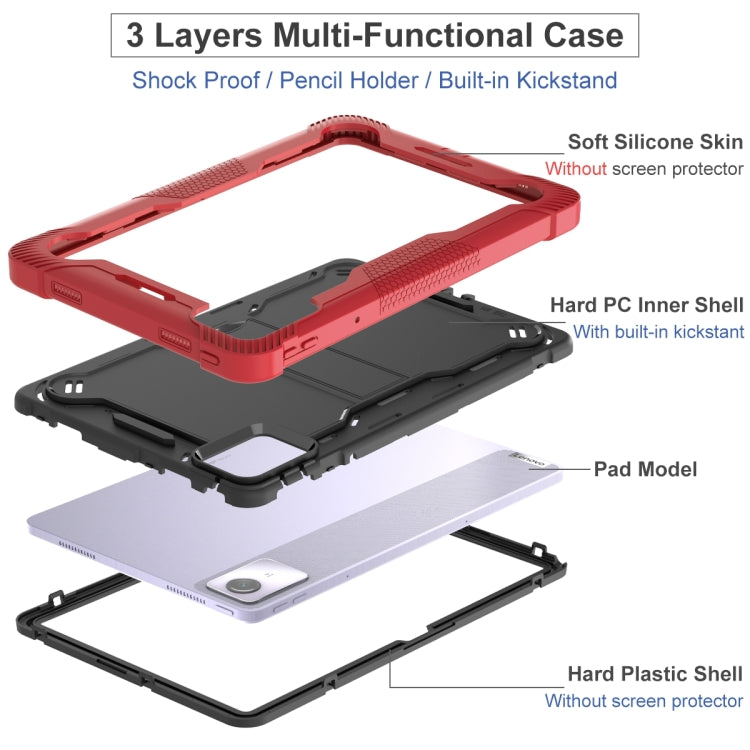 For Lenovo Tab M11 / Xiaoxin Pad 11 2024 Shockproof Silicone Hybrid PC Tablet Case with Holder