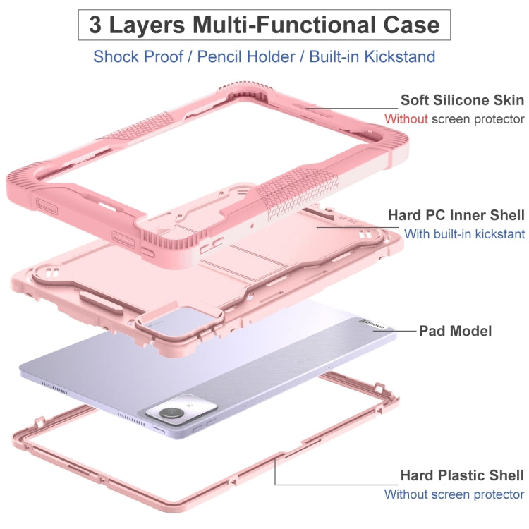 For Lenovo Tab M11 / Xiaoxin Pad 11 2024 Shockproof Silicone Hybrid PC Tablet Case with Holder