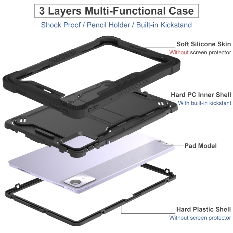 For Lenovo Tab M11 / Xiaoxin Pad 11 2024 Shockproof Silicone Hybrid PC Tablet Case with Holder