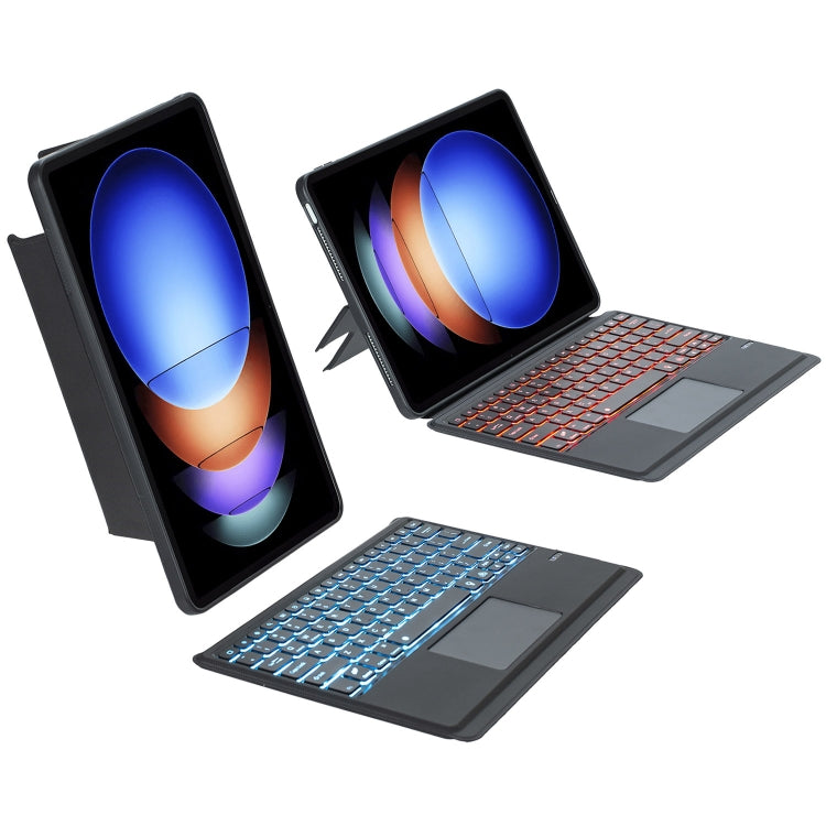 For Xiaomi Pad 6S Pro 12.4 T0N10-AS Detachable Rotating Backlit Touch Bluetooth Keyboard Case - Black