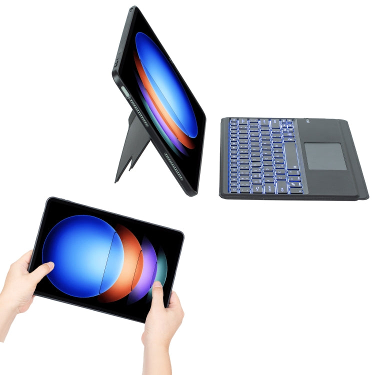 For Xiaomi Pad 6S Pro 12.4 T0N10-AS Detachable Rotating Backlit Touch Bluetooth Keyboard Case - Black