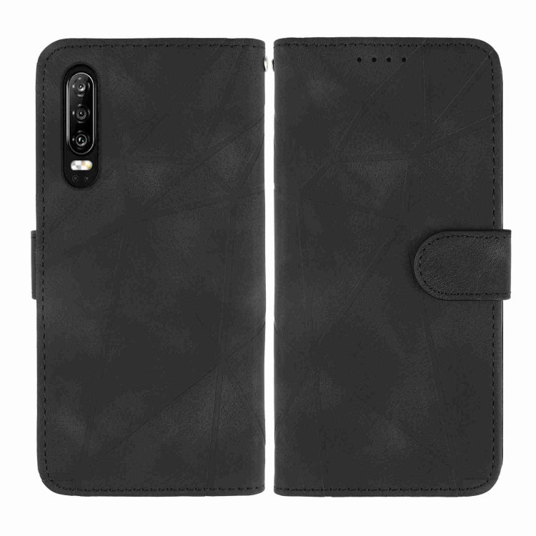 For Huawei P30 Skin Feel Geometric Lines Leather Phone Case