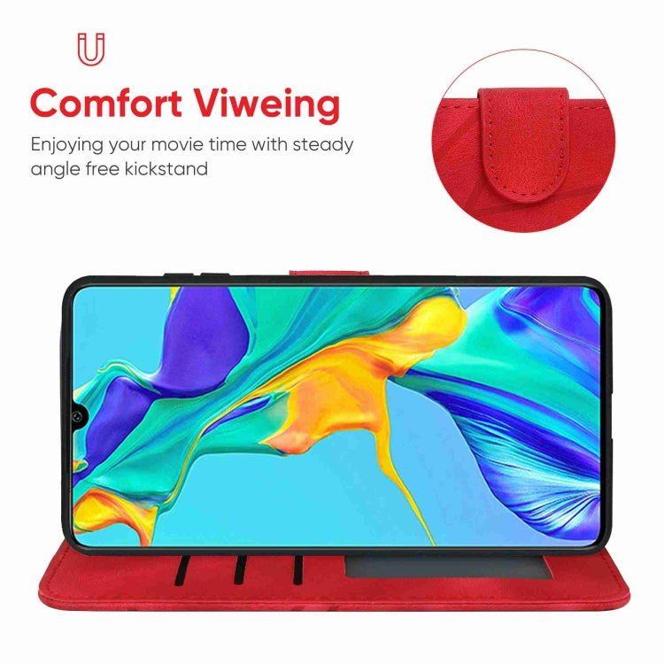 For Huawei P30 Skin Feel Geometric Lines Leather Phone Case