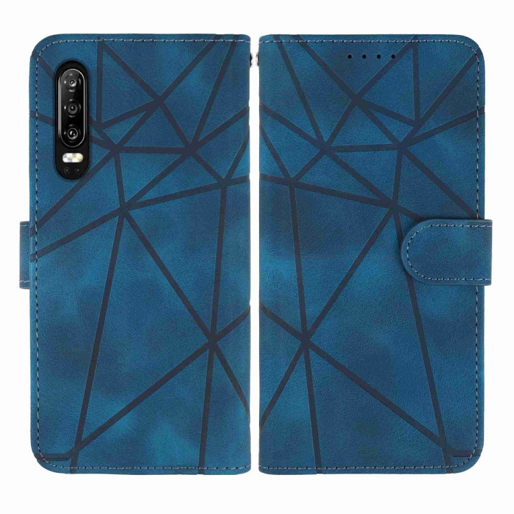For Huawei P30 Skin Feel Geometric Lines Leather Phone Case