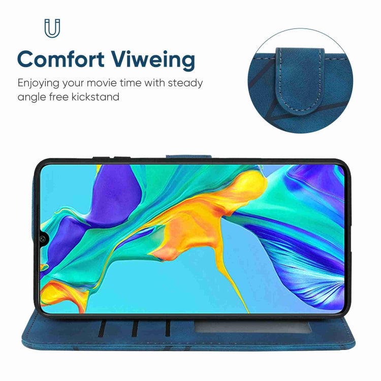 For Huawei P30 Skin Feel Geometric Lines Leather Phone Case