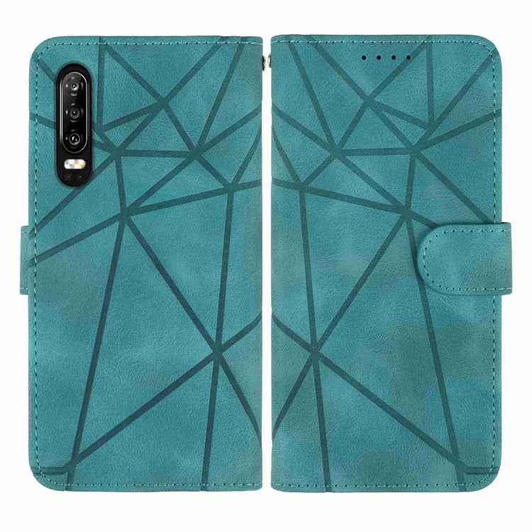 For Huawei P30 Skin Feel Geometric Lines Leather Phone Case