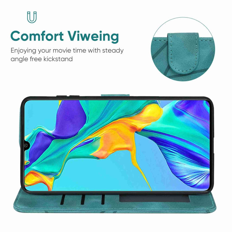 For Huawei P30 Skin Feel Geometric Lines Leather Phone Case