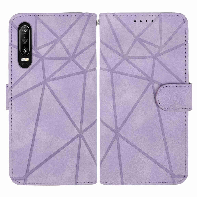 For Huawei P30 Skin Feel Geometric Lines Leather Phone Case